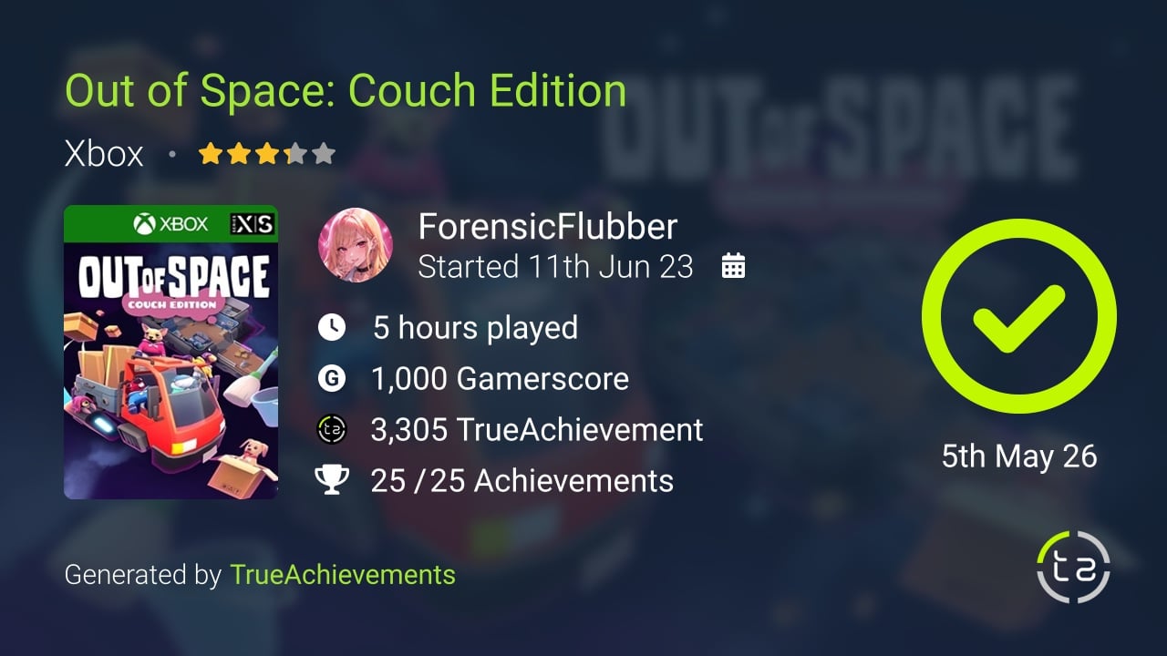 Out of Space Couch Edition achievement summary